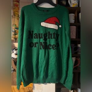 Green Naughty or Nice Christmas Sweater Rue 21 size XL